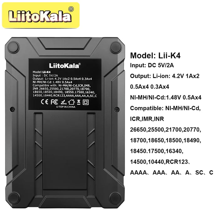 Chargeur intelligent de piles LiitoKala Lii-K4