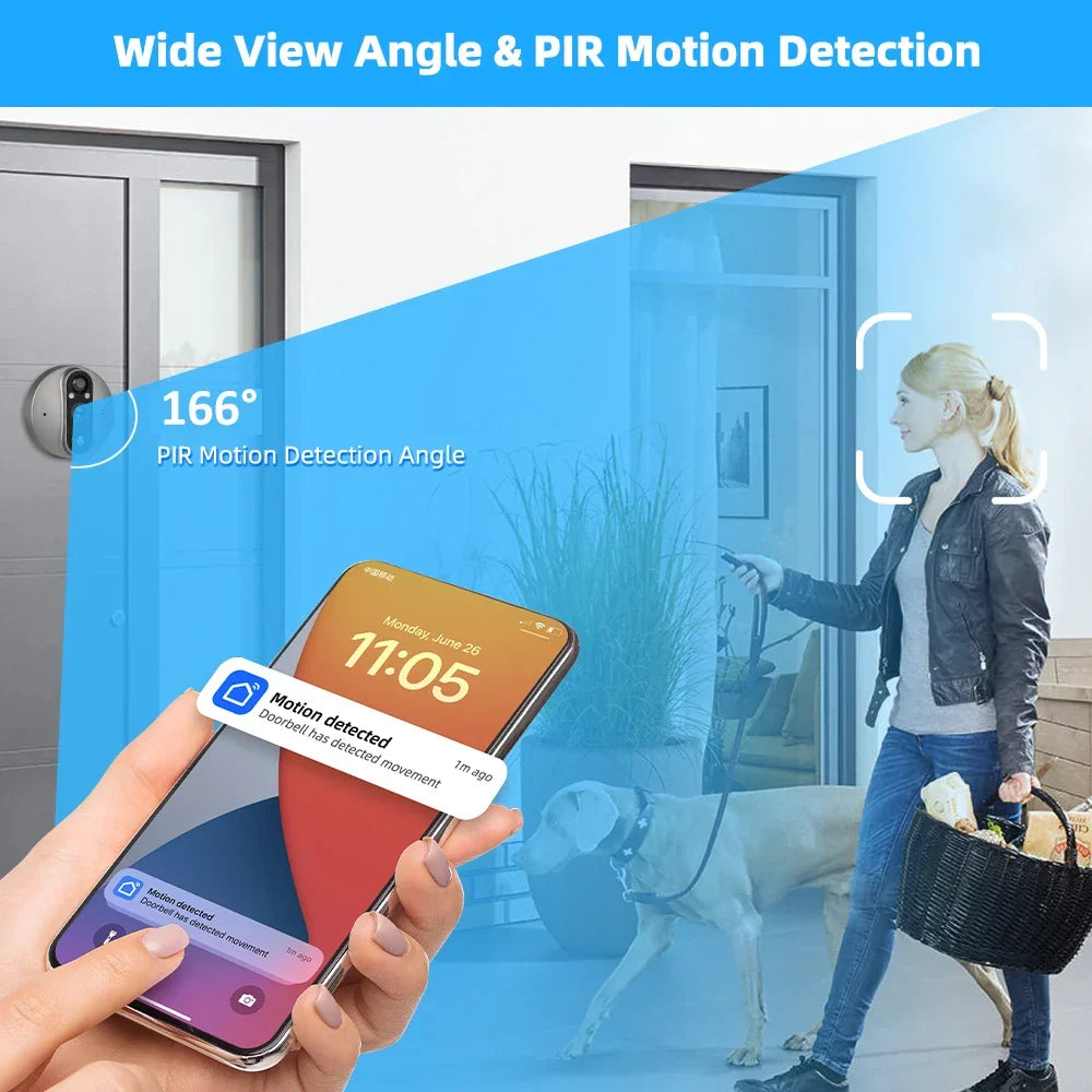 Smart Wi-Fi digital door viewer with camera and doorbell