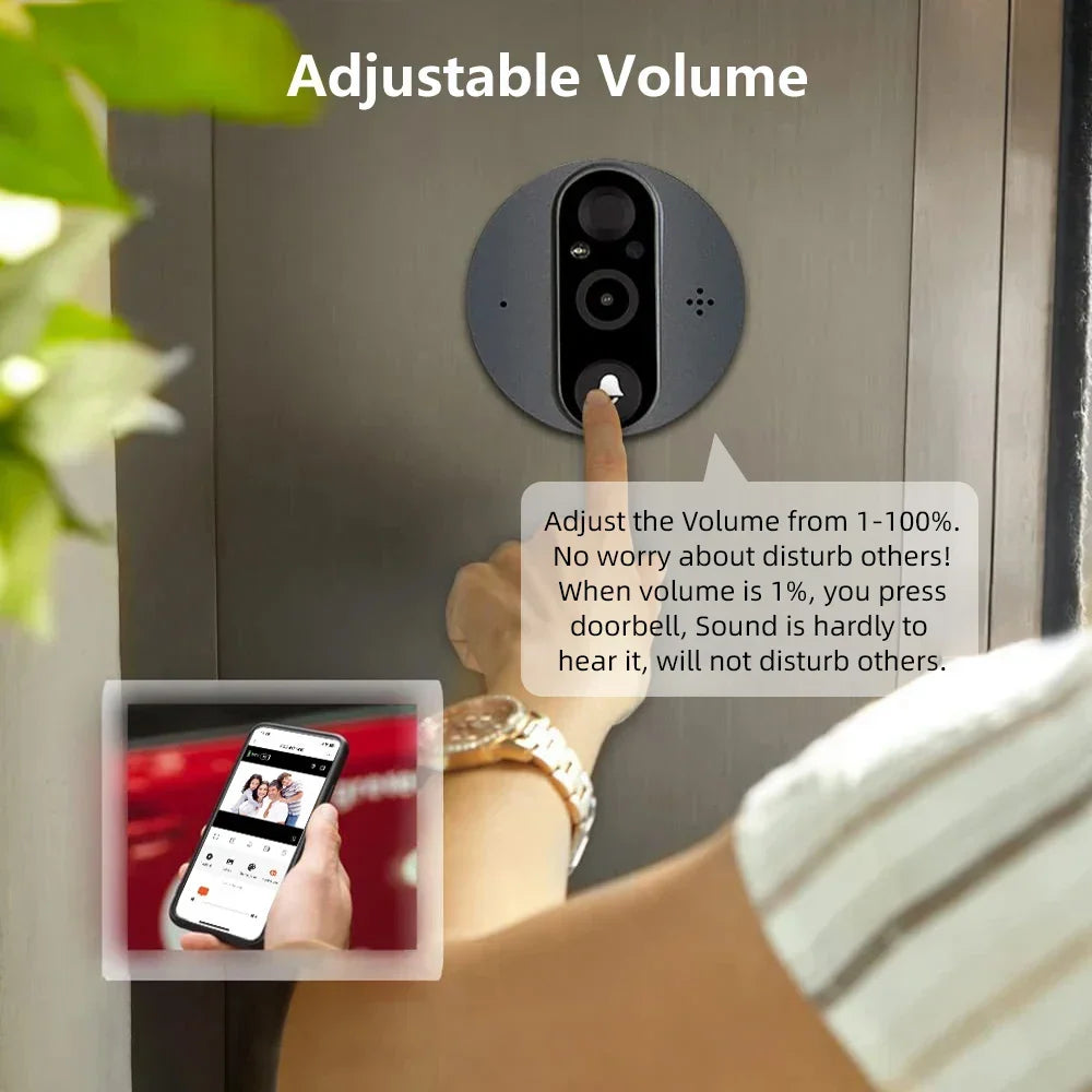 Smart Wi-Fi digital door viewer with camera and doorbell