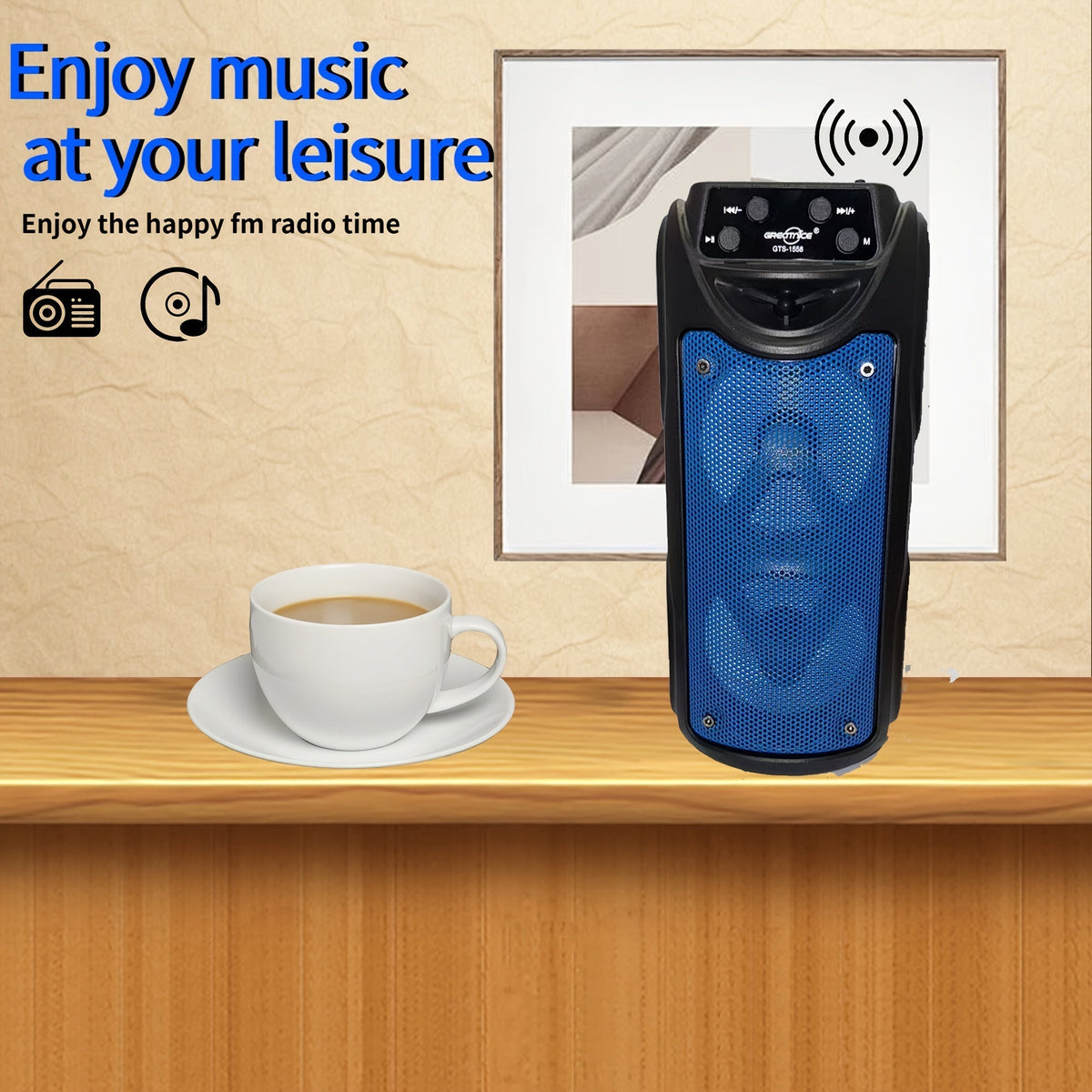 Portable outdoor wireless speaker with LED lights