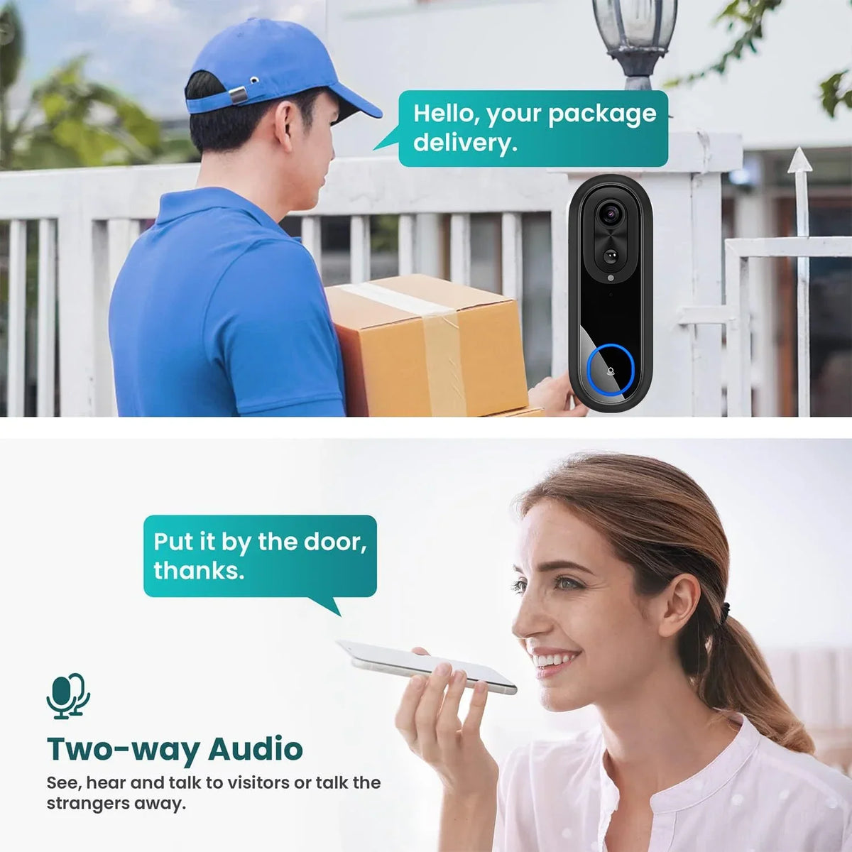 Slimme Wi-Fi-deurbel met 1080p-camera