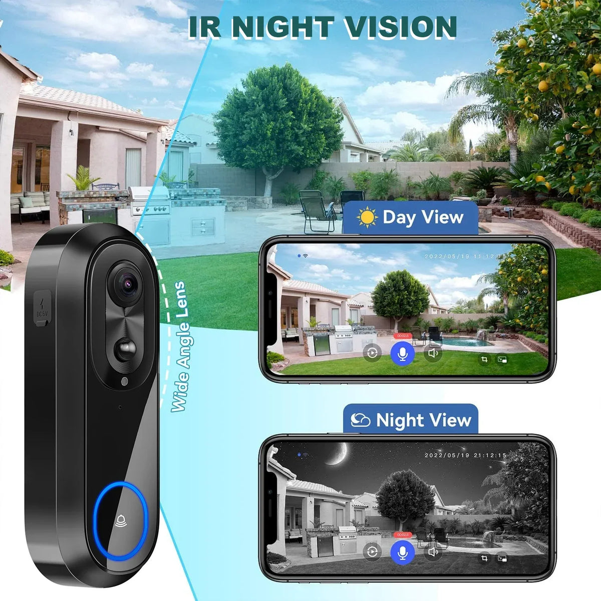 Slimme Wi-Fi-deurbel met 1080p-camera