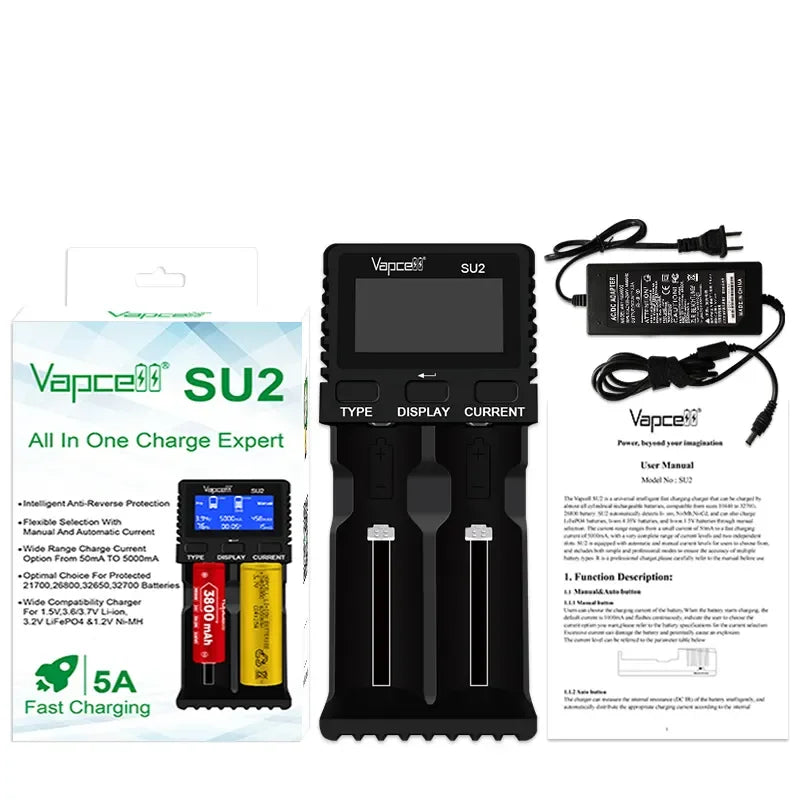 Chargeur intelligent Vapcell SU2 à deux emplacements