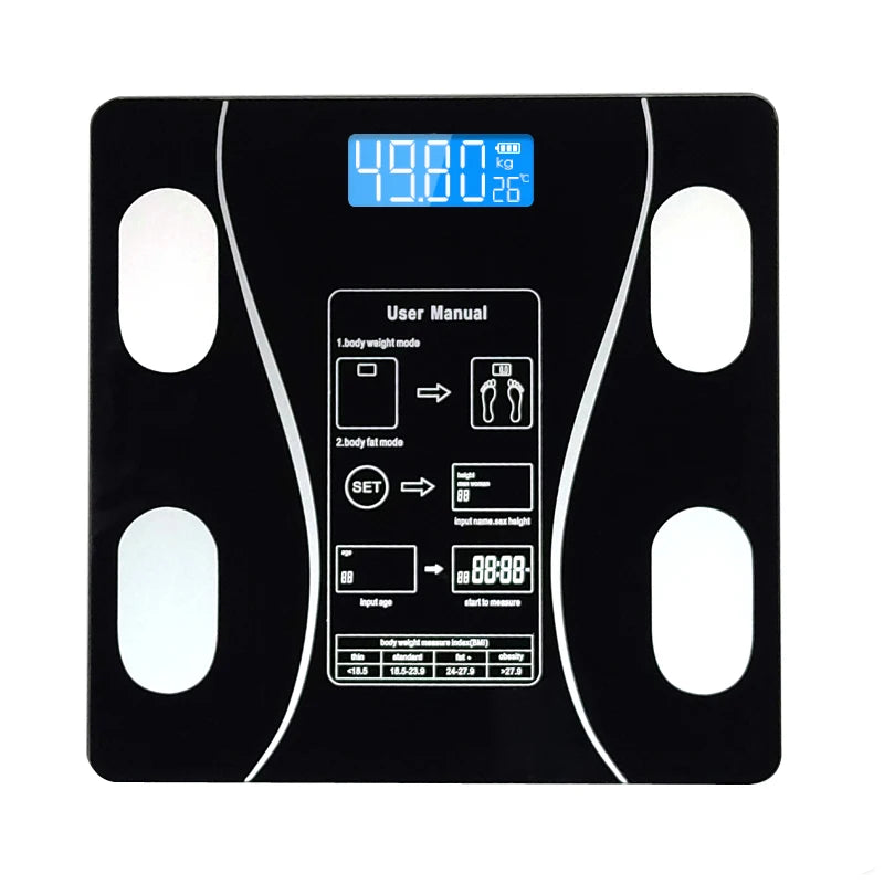 Black smart Bluetooth body fat scale