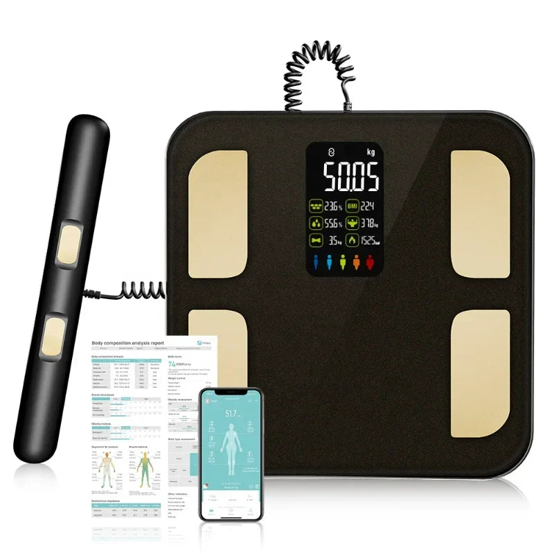 Black smart bioimpedance scale with handles