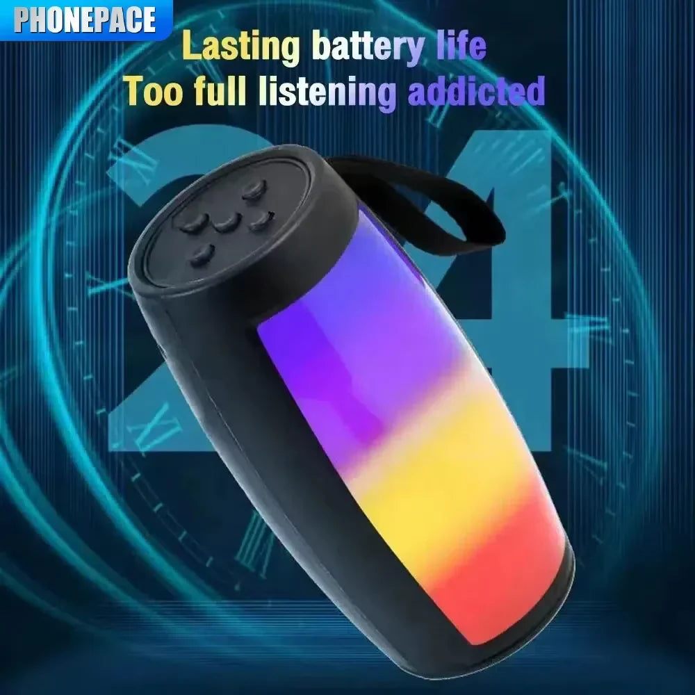 Black speaker with LED lighting and powerful bass