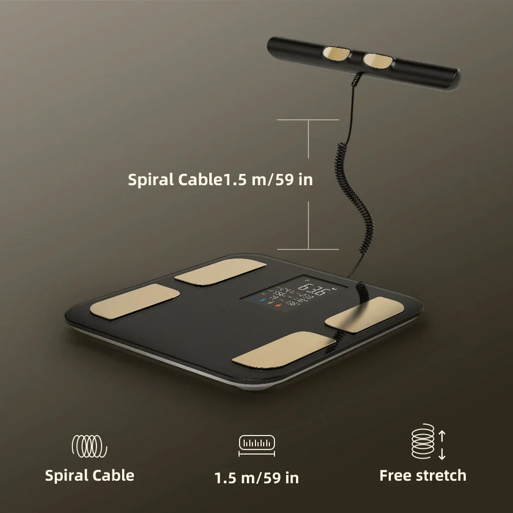 Black smart bioimpedance scale with handles