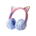 Casque Bluetooth à oreilles de chat, bleu