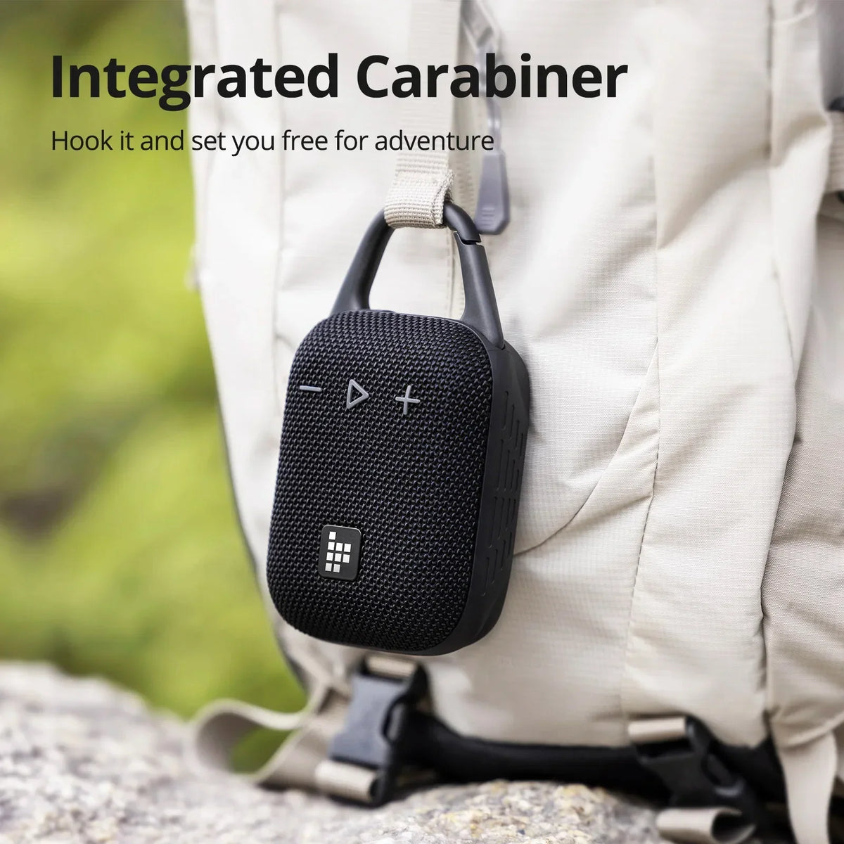 Black Bluetooth speaker with deep bass