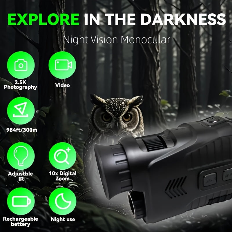 Infraroodmonoculaire kijker met 10× digitale zoom en ledlicht